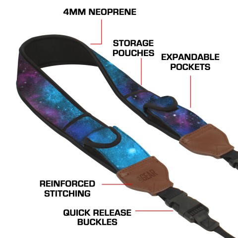 Adjustable Camera Strap w/ Cushioned Neoprene & Storage Pockets - Galaxy