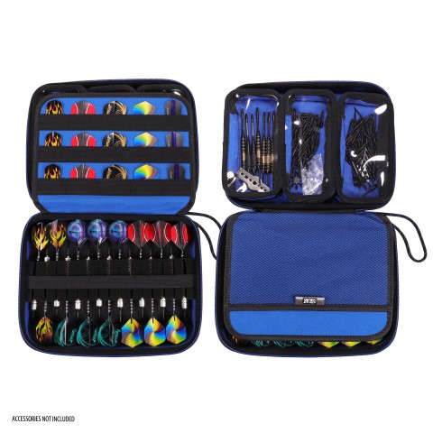 USA GEAR XL Hard Shell Dart Case, Dart Holder for 15 Darts & Accessories - Blue - Blue