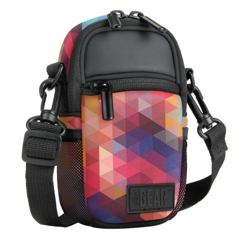 Compact Camera Bag with Waterproof Rain Cover , Belt Loop & Shoulder Strap Sling - Geometric