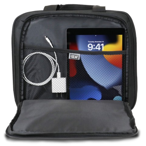 Projector Carrying Case with Shoulder Strap , Extra Storage & Custom Dividers - Black