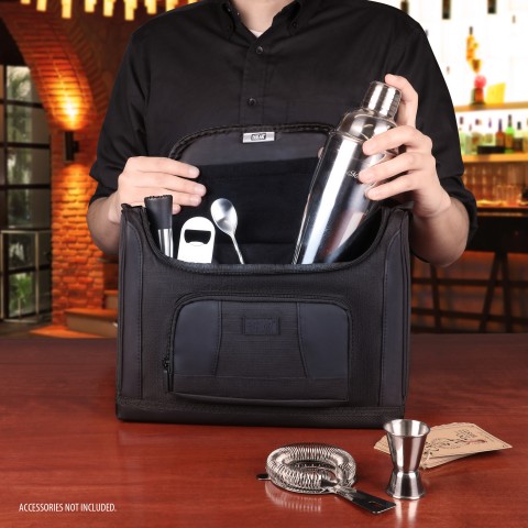 USA GEAR Travel Carrying Bag for Bartender Kits - Bag Only, Items Not Included  - Black