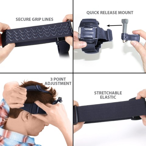 USA Gear Head Strap Camera Mount – Stretch Fit Band